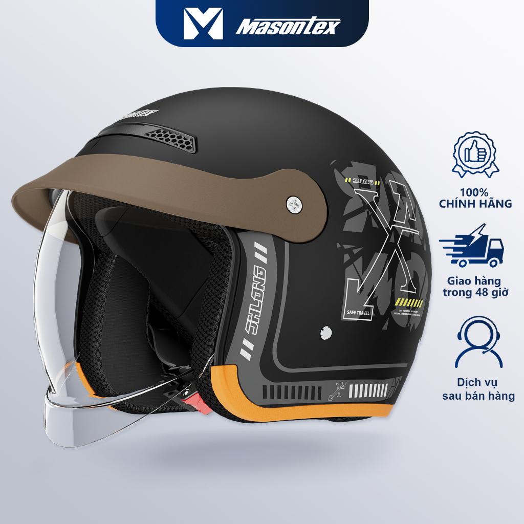 Mũ Retro Masontex 702 Kính Gập Trong Suốt Mũ Nửa Đầu Đi Phượt Nam Nữ