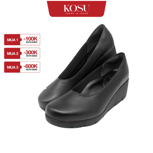 Giày da nữ đế xuồng KOSU, giày công sở nữ cao 5,5cm siêu nhẹ, chống trơn trượt K-21600 made in Japan