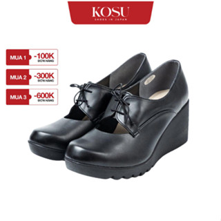  Giầy da KOSU đế xuồng cao 7cm giày dáng Lace-up thiết kế năng động tôn dáng KS-23603 
