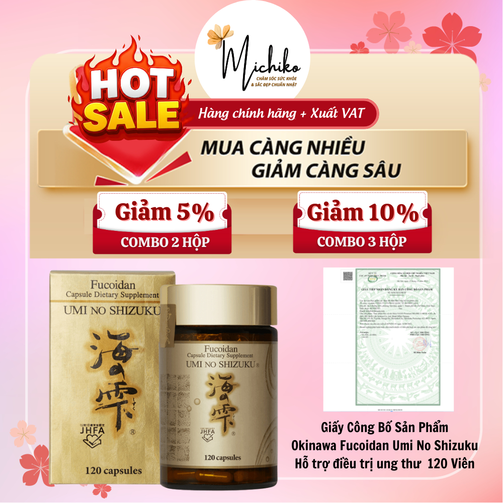 [Hàng Chính Hãng + Xuất VAT] Viên Uống Fucoidan Umi No Shizuku - Fucoidan Vàng Nhật Bản Hộp 120 Viên