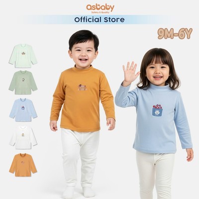 Áo giữ nhiệt cho bé Asbaby, chất vải poly co giãn cho bé trai, gái size từ 9 tháng đến 6 tuổi
