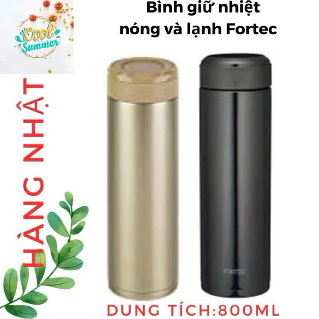[Sẵn, Đen/ vàng / hồng] Bình giữ nhiệt nóng và lạnh Fortec 800ml nội địa Nhât
