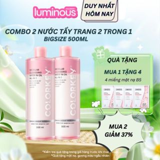   Mua 2 Giảm 37%  Combo 2 Nước Tẩy Trang COLORKEY LUMINOUS 500ml  chai,dành cho mặt mắt môi dịu nhẹ cho làn da 