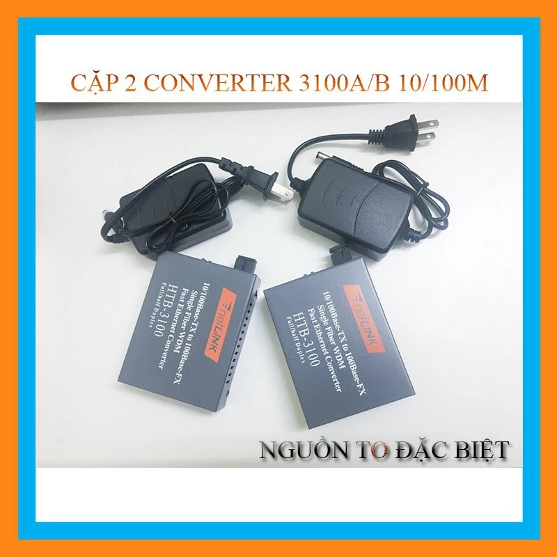 Converter quang HTB - 3100 chuẩn A, chuẩn B, Cặp 2 CVT 3100AB, bảo hành 7 ngày Fltelecom