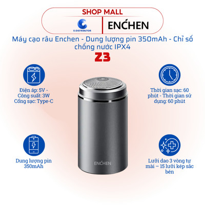 [HỎA TỐC] Máy cạo râu Enchen Z3 - Chỉ số chống nước IPX4 - Hàng chính hãng