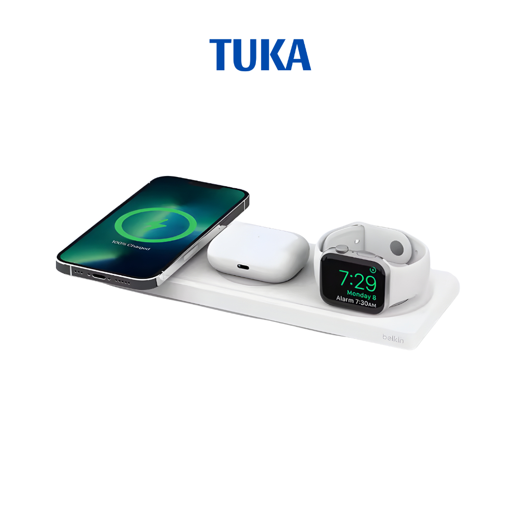 TUKA- Sạc không dây Belkin sạc từ tính 3in1 tiện lợi công suất sạc 25w sạc nhanh cho nhiều thiêt bị