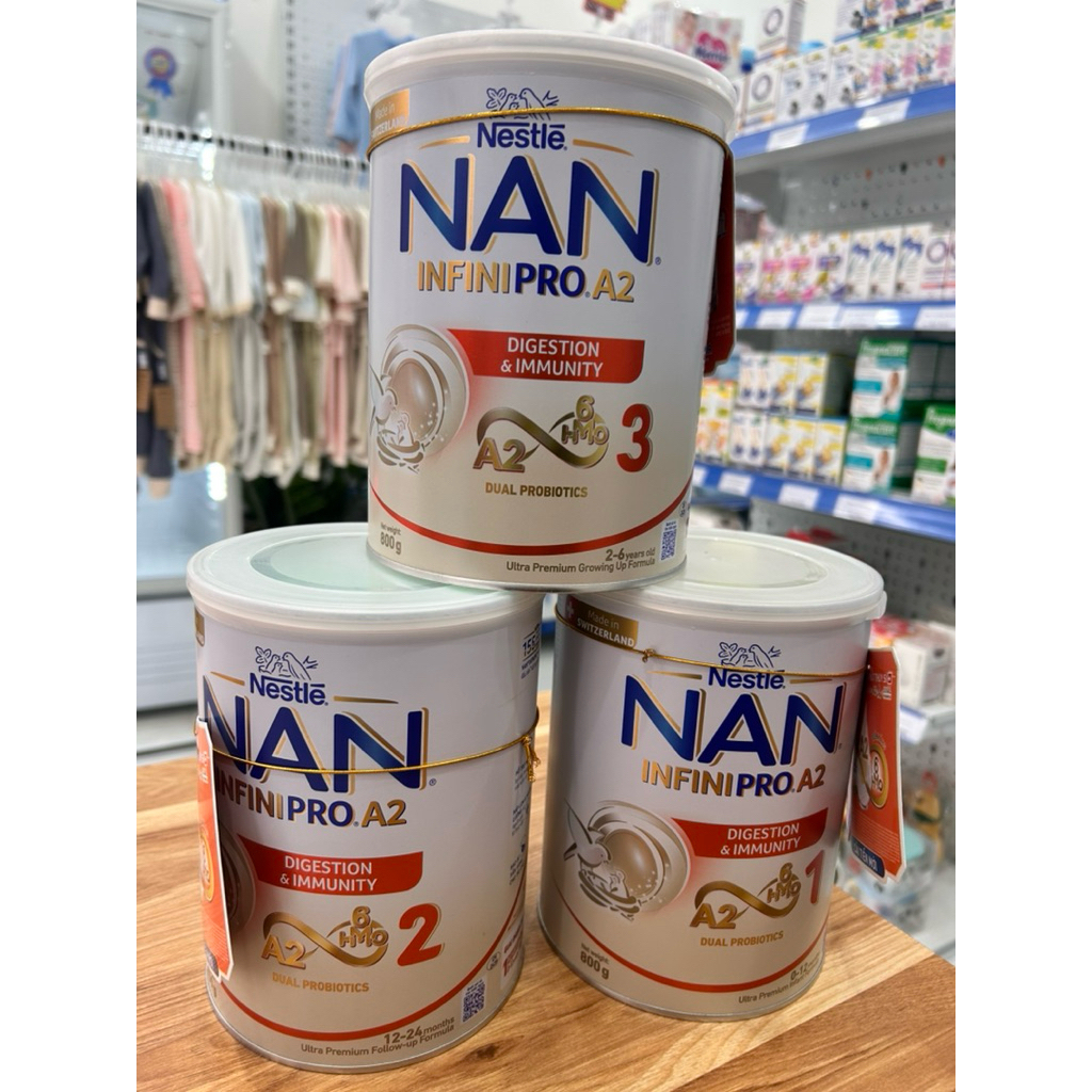 Sữa bột Nestlé NAN INFINIPRO A2 Số 1/2/3 800g Nhập Khẩu Thụy Sĩ Cho Bé Có Đạm A2, 6HMO & Lợi Khuẩn K