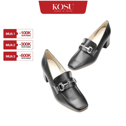 Giầy da KOSU mũi vuông cao 5cm, giày nữ Loafer Nhật Bản sang trọng 2016