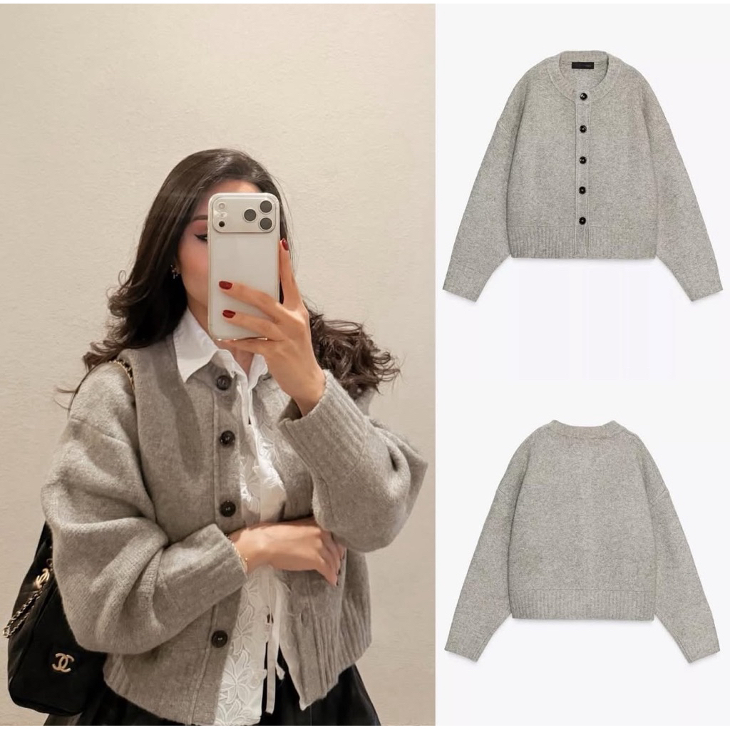 Áo khoác dệt kim cardigan tay dài mềm zara2025