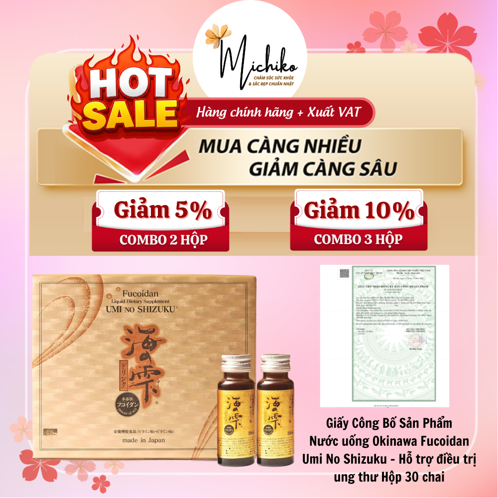 [Hàng Chính Hãng + Xuất VAT] Nước uống Umi Fucoidan - Fucoidan Vàng Umi No Shizuku Nhật Bản 30 Chai