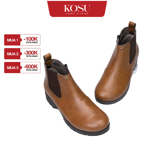 Boot da KOSU cổ ngắn cao 3,5cm, boot da nữ Chelsea cao cấp Nhật Bản 24552