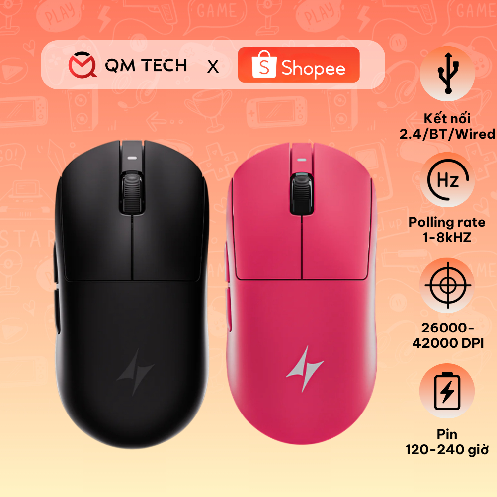 Chuột chơi game VXE ATK A9 | A9 SE | A9 Pro | A9 Ultra Wireless hỗ trợ 8000Hz - QMTECH STORE