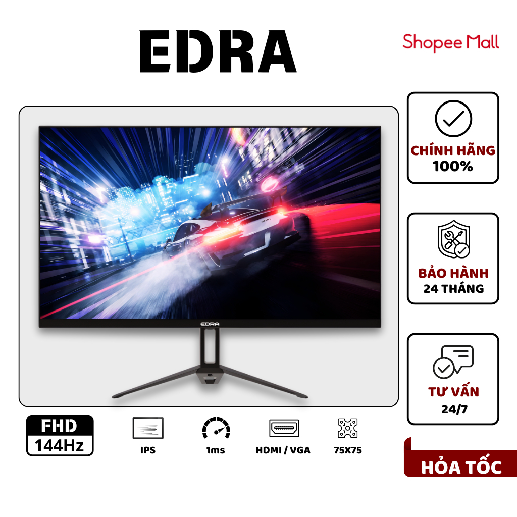 Màn hình Gaming EDRA EGM27F144PVS 27Inch Full HD 144Hz 99%sRGB 1ms MPRT - BH 24 Tháng