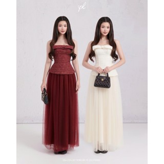  Set Áo Tweed Cúp Phối Nơ Và Chân Váy Lưới Dài  AURA SET - Thiết Kế PL CLOTHING 