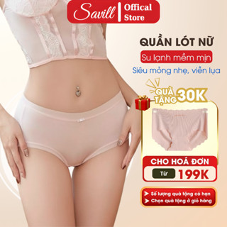  Quần lót nữ cao cấp siêu mỏng nhẹ Quần lót su lụa cạp vừa viền lụa mỏng tránh lộ SAVILL L896 
