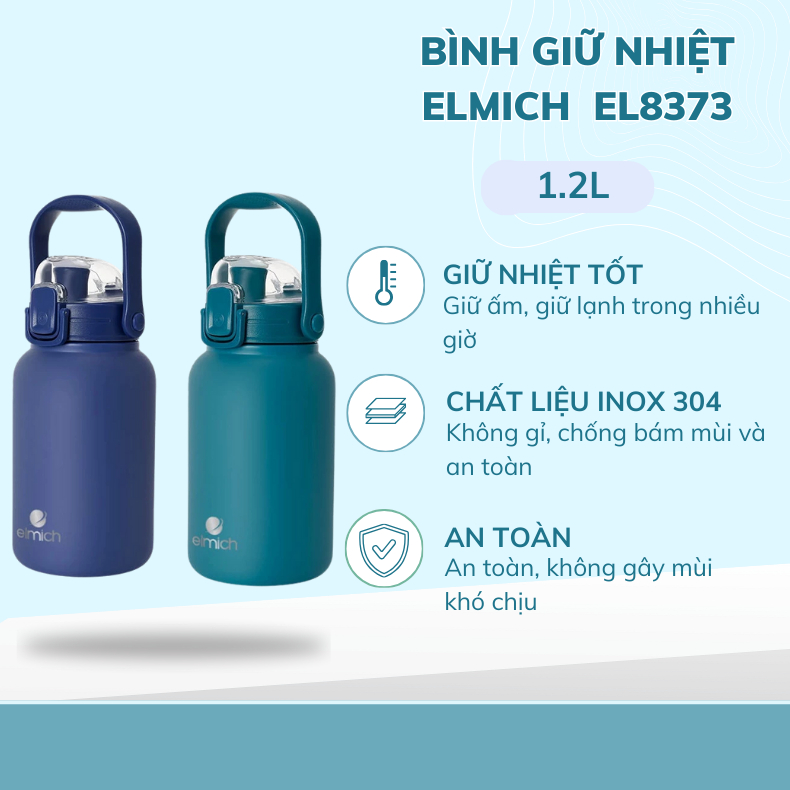 Bình giữ nhiệt dung tích lớn Elmich EL8373 inox 304 - 1.2L