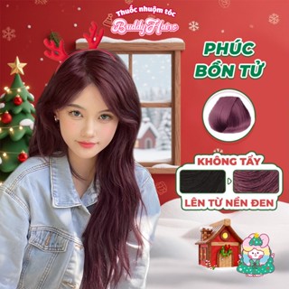  Thuốc nhuộm tóc màu PHÚC BỒN TỬ ĐỎ ÁNH TÍM thuốc nhuộm tóc không cần tẩy kem nhuộm tóc tại nhà Buddyhairs tặng kèm 