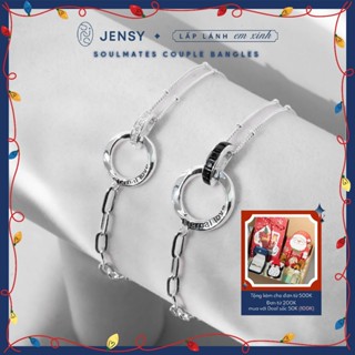  Lắc Tay Đôi Bạc S925 Cao Cấp JENSY "Soulmates" LTDJ3 Vòng Tay Cặp Đôi Bạc Nam Nữ Tình Yêu 