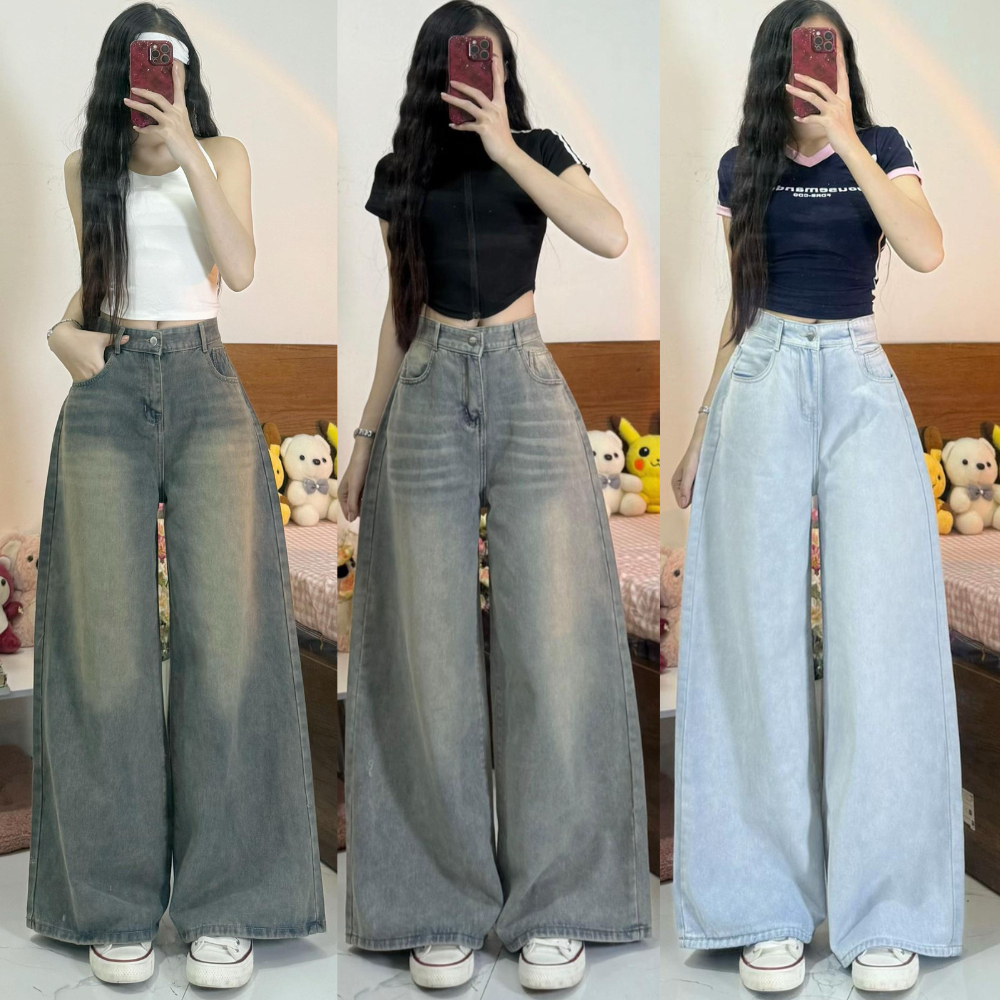 Quần Jean Nữ Ống Rộng Suông Basic MIAA Ống  30-33cm Dễ Mix Đồ Năng Động, quần bò ống suông màu RETRO_VER3 | BigBuy360 - bigbuy360.vn