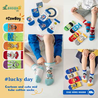  BST Tất Ngắn Cổ Siêu Nhân Cho Bé Trai Hoạ Tiết Siêu Nhân Người Nhện Doremon Cotton thoáng mát co giãn 4 chiều 