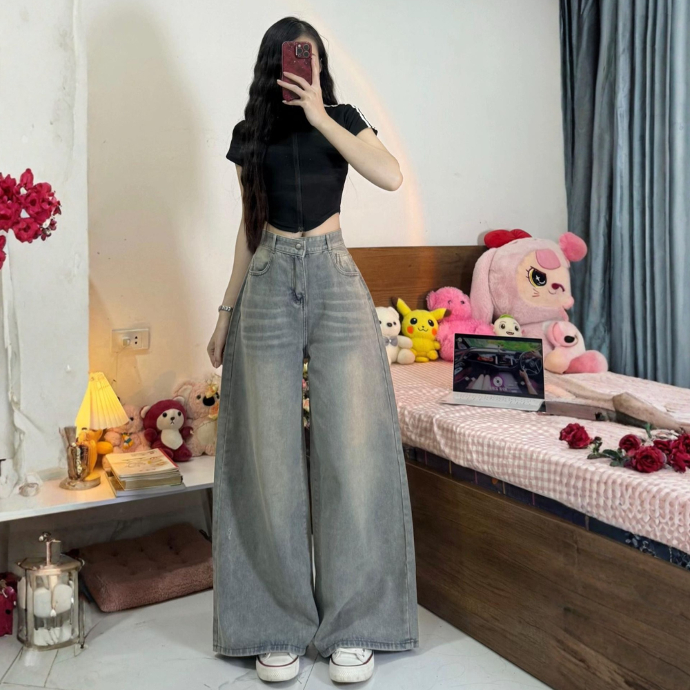 Quần Jean Nữ Ống Rộng Suông Basic MIAA Ống  30-33cm Dễ Mix Đồ Năng Động, quần bò ống suông màu RETRO_VER3 | BigBuy360 - bigbuy360.vn