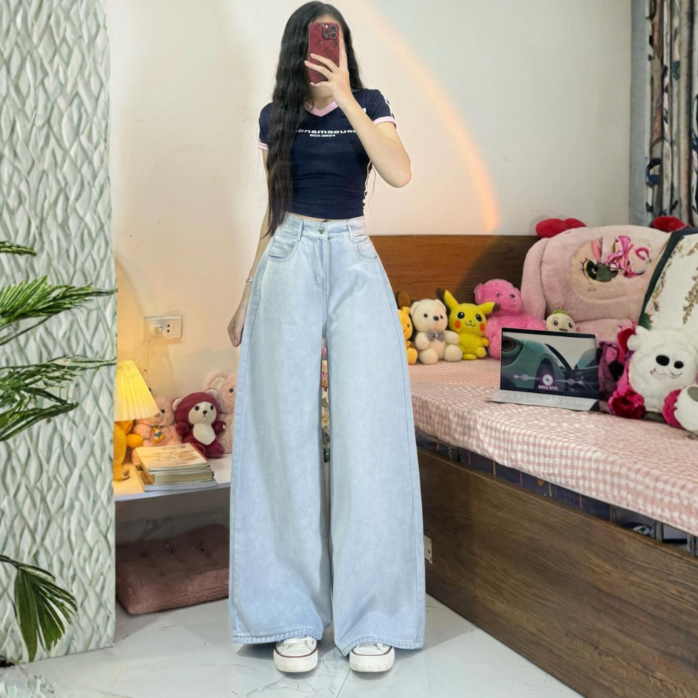 Quần Jean Nữ Ống Rộng Suông Basic MIAA Ống  30-33cm Dễ Mix Đồ Năng Động, quần bò ống suông màu RETRO_VER3 | BigBuy360 - bigbuy360.vn