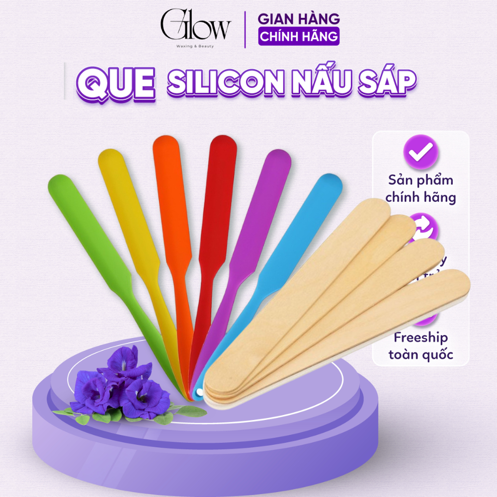 Que Silicon, Que Gỗ Phết Sáp Wax Lông GLOWWAXING Tái Sử Dụng Nhiều Lần Tiện Lợi