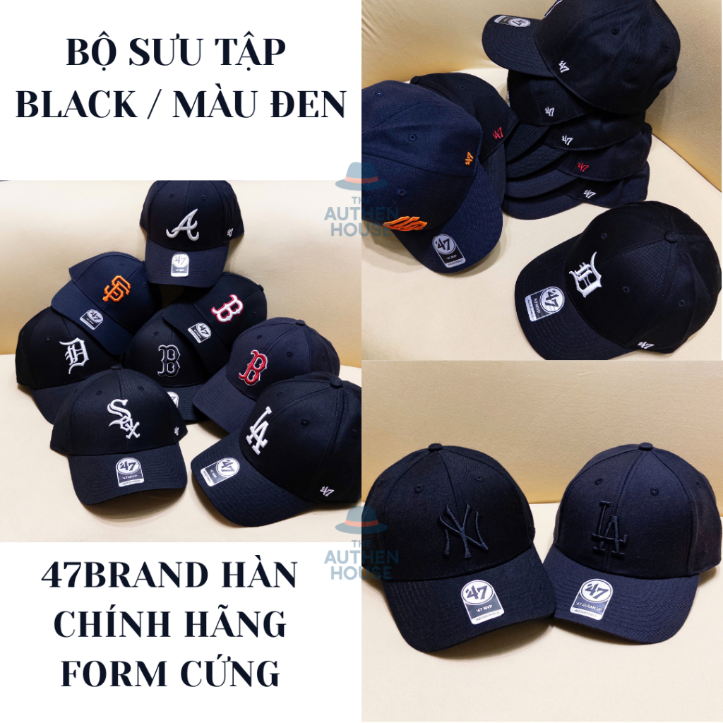 [AUTH] Mũ form cứng 47brand x MLB chính hãng, logo thêu, quai dán, unisex, bao check store