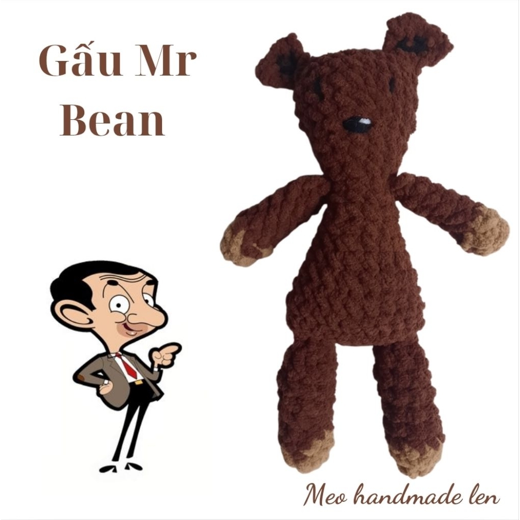 [có sẵn] Móc khóa gấu bông Mr.bean, teddy Mr.bean - handmade len - crochet - amigurumi