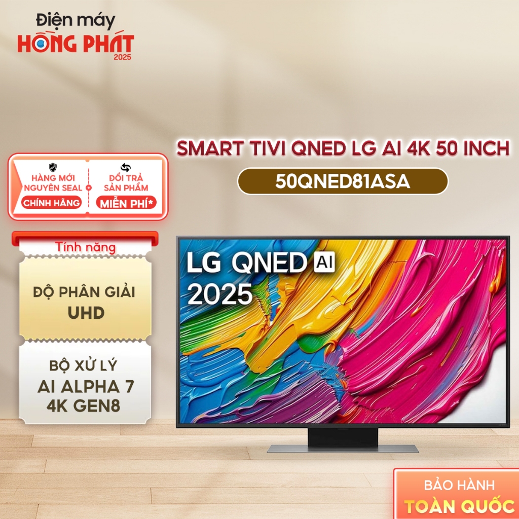 [GIAO TOÀN QUỐC] Smart Tivi QNED LG AI 4K 50 inch 50QNED81ASA