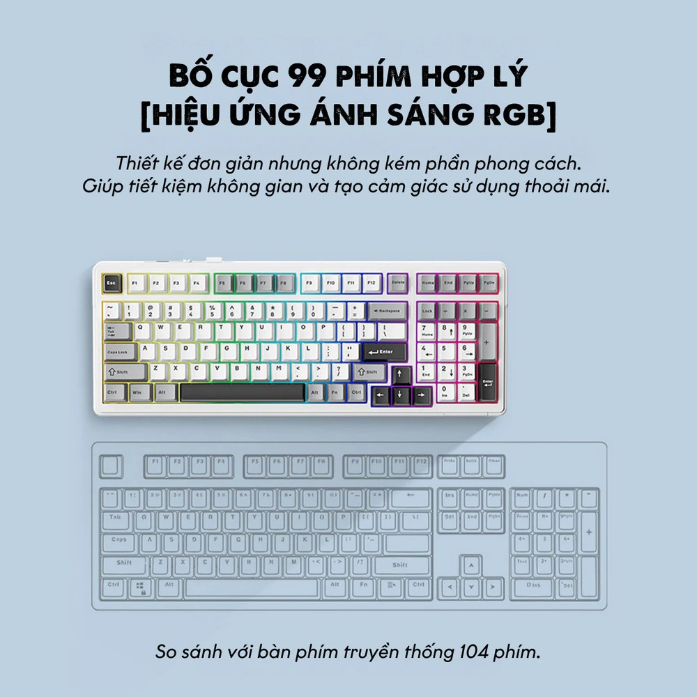 (NEW- SẴN) AULA F99 / LINGBAO K98 -Bàn phím cơ không dây FULLSIZE  - Hotswap - LED RGB-pin8k | BigBuy360 - bigbuy360.vn