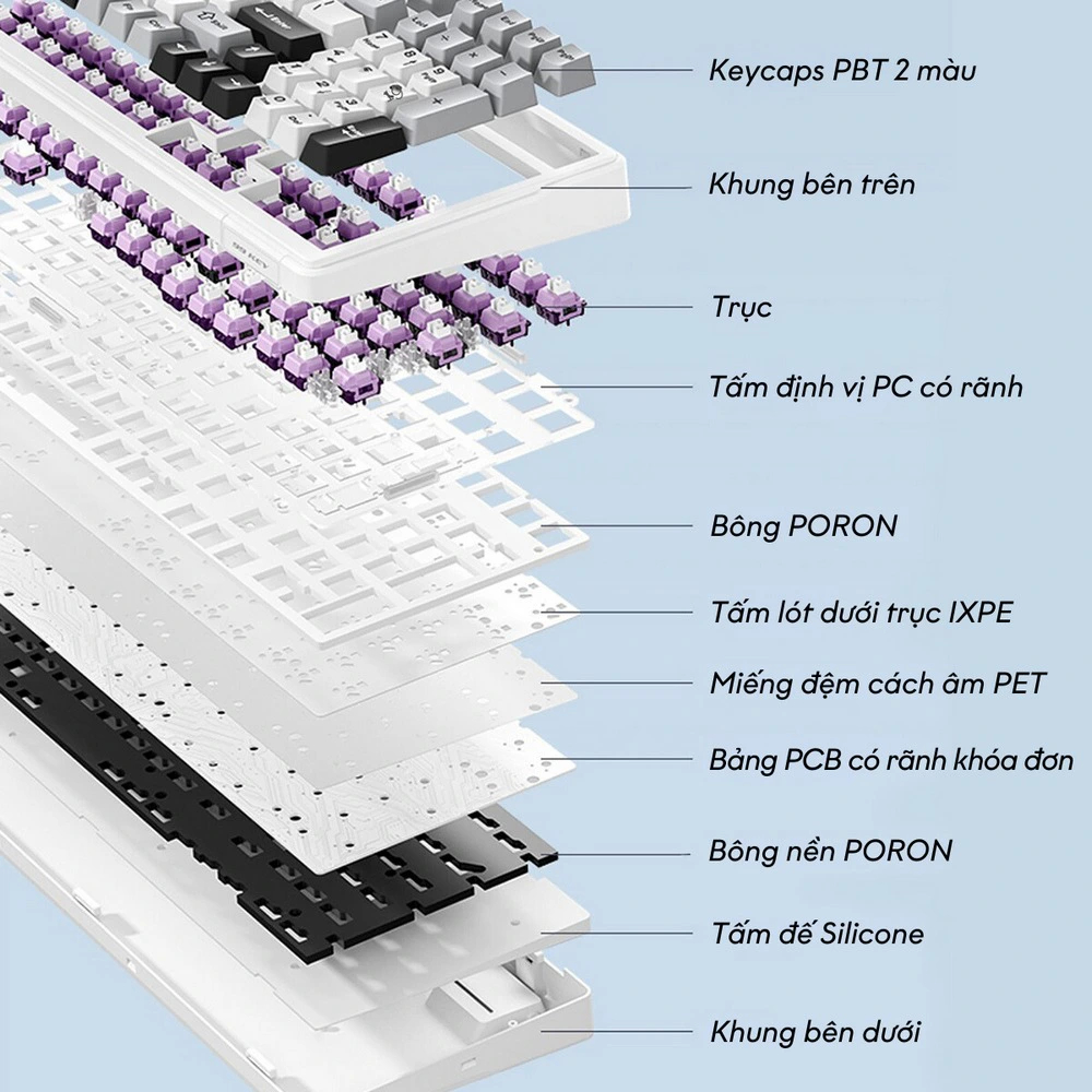(NEW- SẴN) AULA F99 / LINGBAO K98 -Bàn phím cơ không dây FULLSIZE  - Hotswap - LED RGB-pin8k | BigBuy360 - bigbuy360.vn