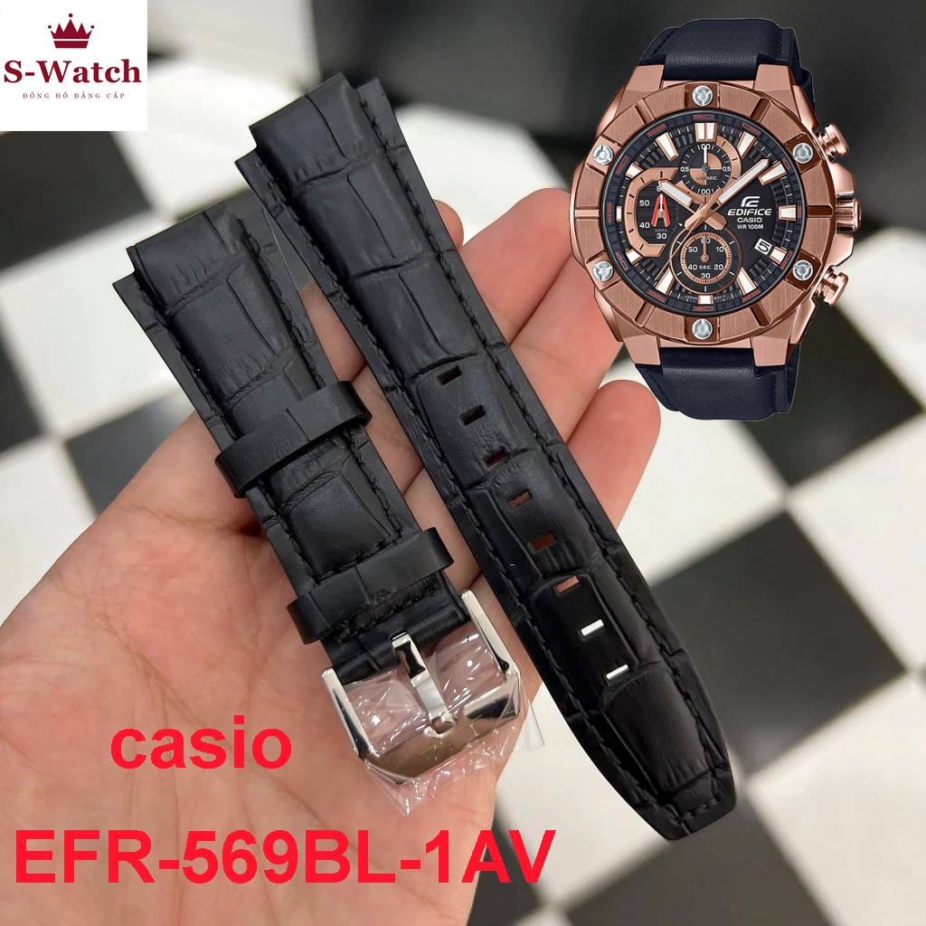 Dây đồng hồ Edifice Cassio EFR-569BL-1AV, ECB-10TP-1ADF, EFR-S108D bằng da thật [98]