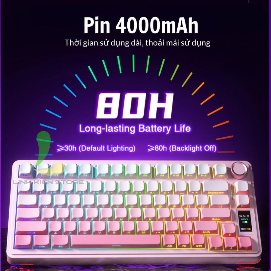 Bàn Phím Cơ Bluetooth HOSAN AULA S75 Pro Kết Nối 3 Chế Độ, Màn Hình Led 1.14 inch Và Núm Xoay | BigBuy360 - bigbuy360.vn