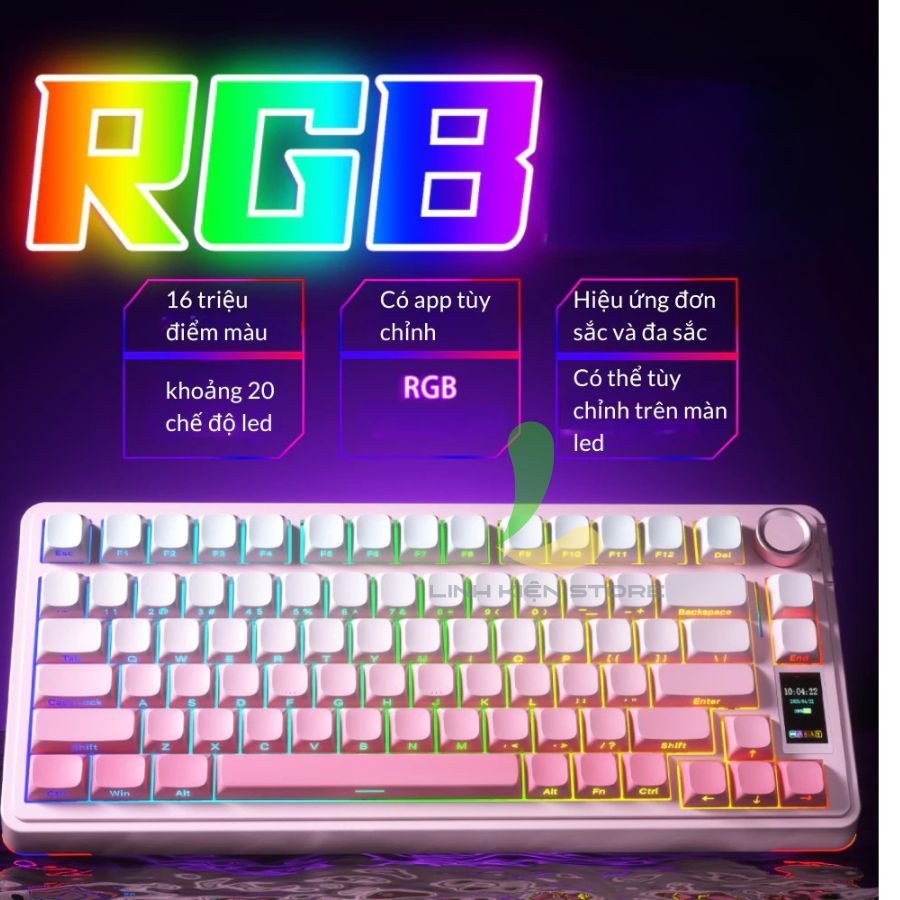 Bàn Phím Cơ Bluetooth HOSAN AULA S75 Pro Kết Nối 3 Chế Độ, Màn Hình Led 1.14 inch Và Núm Xoay | BigBuy360 - bigbuy360.vn