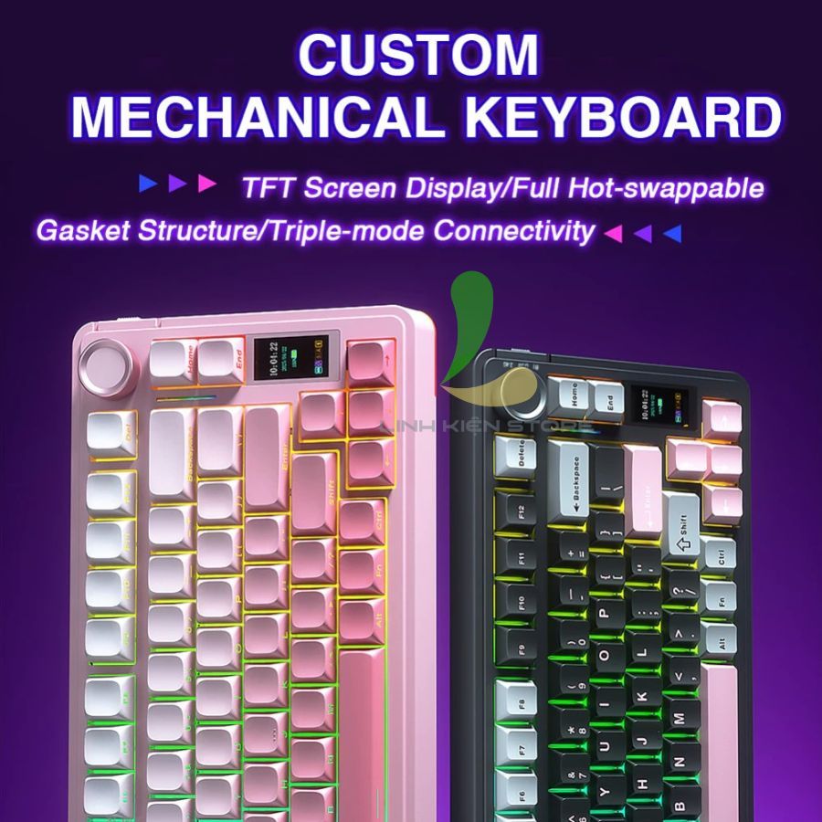 Bàn Phím Cơ Bluetooth HOSAN AULA S75 Pro Kết Nối 3 Chế Độ, Màn Hình Led 1.14 inch Và Núm Xoay | BigBuy360 - bigbuy360.vn