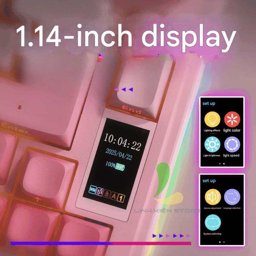 Bàn Phím Cơ Bluetooth HOSAN AULA S75 Pro Kết Nối 3 Chế Độ, Màn Hình Led 1.14 inch Và Núm Xoay | BigBuy360 - bigbuy360.vn