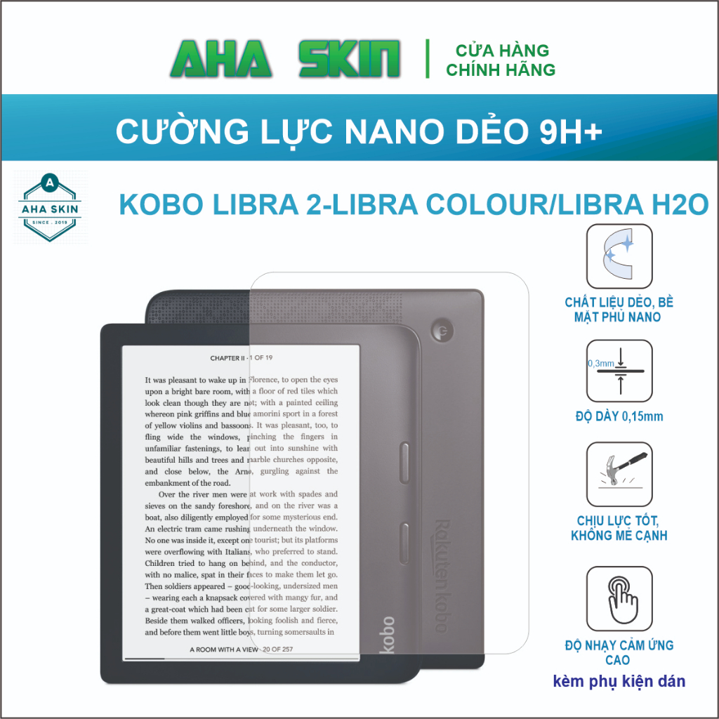 Cường lực Nano dẻo 9h+ Kobo Libra 2/Libra Colour/Libra H2O, Máy đọc sách Kobo Libra 2/Libra Colour/L
