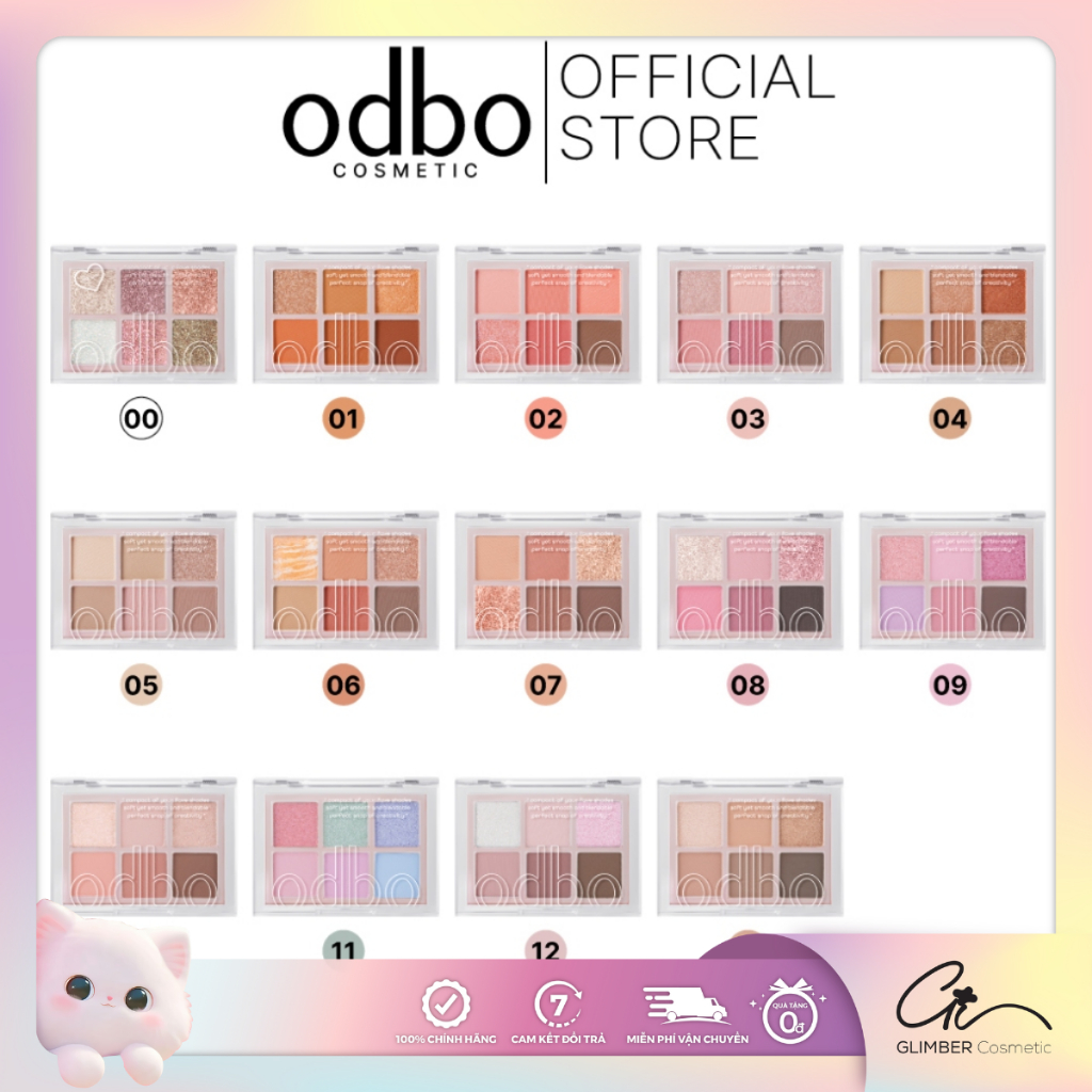 Bảng Màu Mắt Odbo Signature Eyeshadow OD276 6 Ô Phấn Mắt Thái Lan