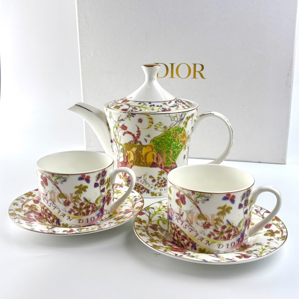 Bộ Ấm Trà Và 2 Ly Kèm Dĩa Gốm Sứ Châu Âu Jardin Floral - Tea Set with 2 Cups and European Ceramic Pl