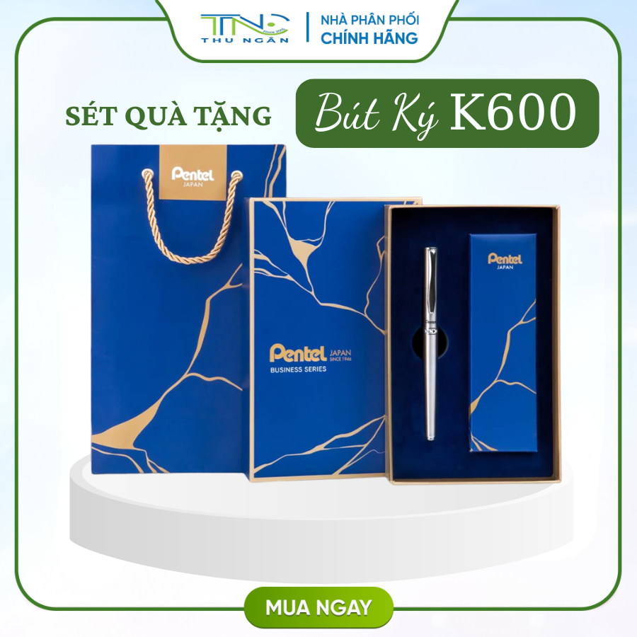 Bút Ký Cao Cấp Pentel K600PG Nét 0.7mm Có Hộp - Bút Ký Doanh Nhân Mạ Vàng