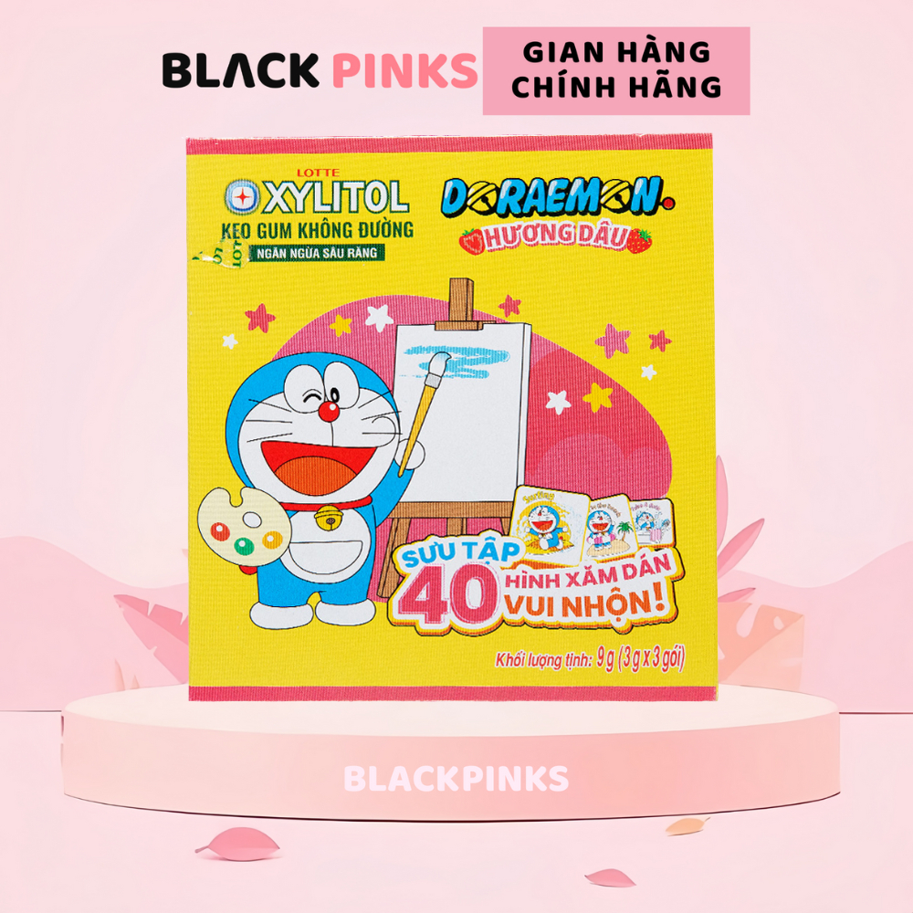 Kẹo sing-gum Lotte Doraemon hương dâu hộp 9g