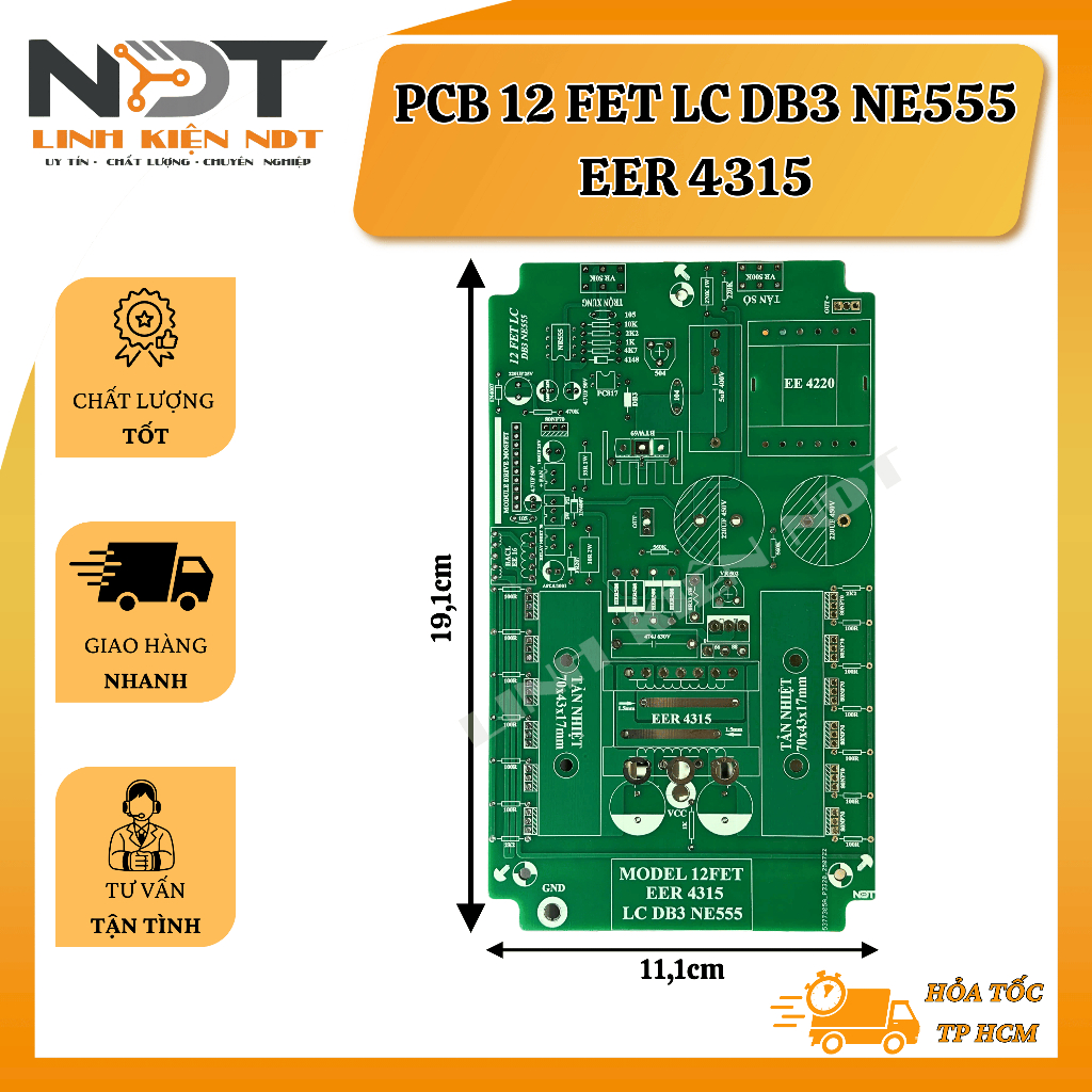 PCB 12 Fet LC DB3 NE555 EER4315 - Linh Kiện NDT