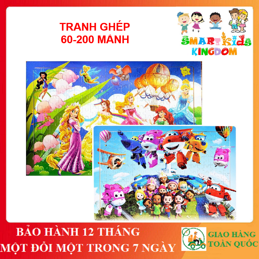 [Đồ Chơi Gỗ] - Tranh Gỗ Xếp Hình - Bảng Ghép Hình 60 Mảnh - 200 Mảnh Nhiều Mẫu