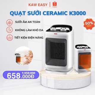 Quạt sưởi Ceramic KAW-K3000 Mini Công Nghệ Sưởi Gốm Công Suất 1500W, Tự Động Ngắt Điện An Toàn