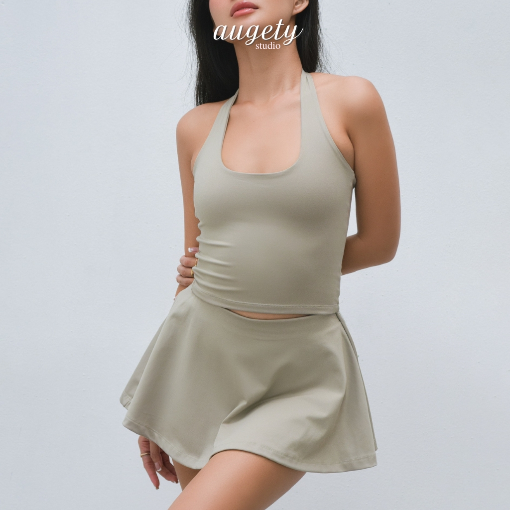 Áo Croptop Dây Choàng Cổ Kiểu Yếm Ôm Hở Lưng Augety Studio BELLE HALTER Top | BigBuy360 - bigbuy360.vn