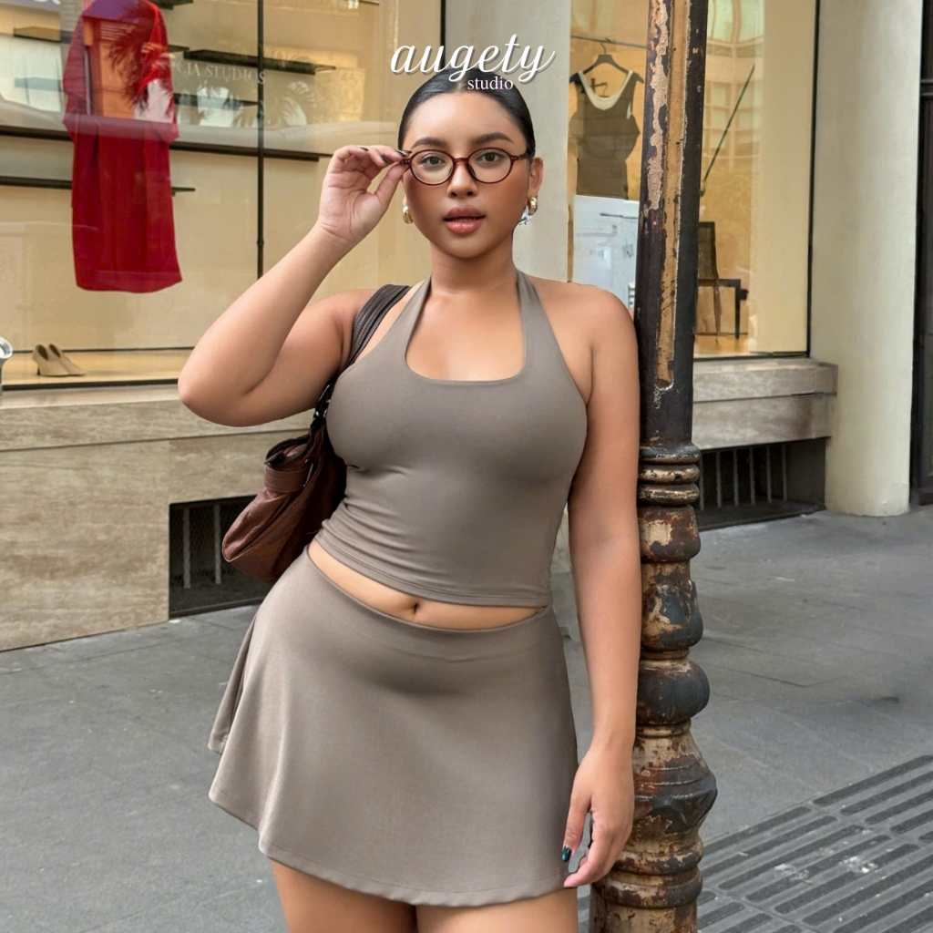 Áo Croptop Dây Choàng Cổ Kiểu Yếm Ôm Hở Lưng Augety Studio BELLE HALTER Top | BigBuy360 - bigbuy360.vn