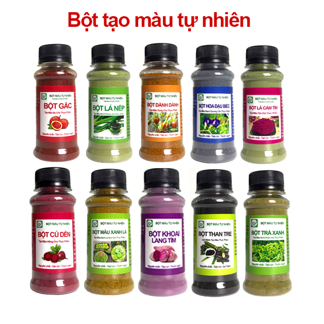 Bột Tạo Màu Tự Nhiên lọ 80ml, dùng Nấu xôi, làm bánh, đồ uống Tạo Màu Đẹp Cho Thực Phẩm