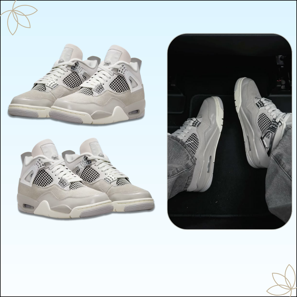 Giày Thể Thao JD4 Retro Frozen Moments – Sneaker JD4 Xám Bạc, Phong Cách Streetwear Cao Cấp