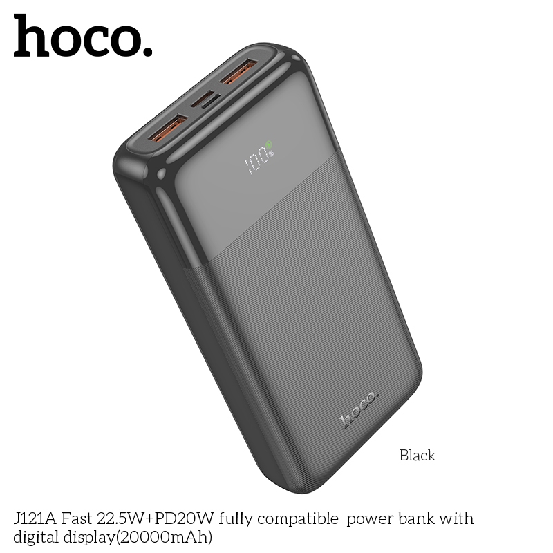 Cục Sạc DP Hoco J121A 20000mAh USB QC 3.0 22.5W, TypeC PD 20W (Đen) - Phụ Kiện Sỉ 1986